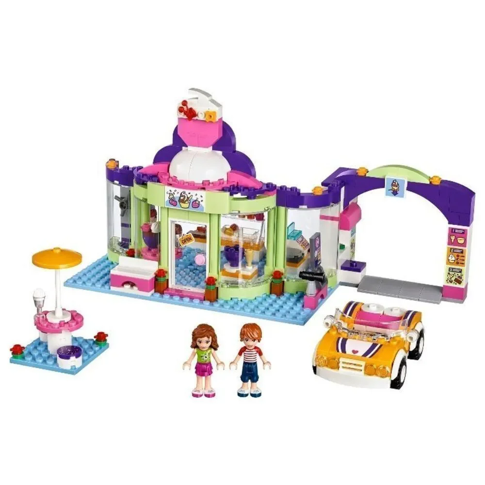 LEGO Friends Heartlake Frozen Yogurt Shop #41320 Complete Minifigures & Manuals